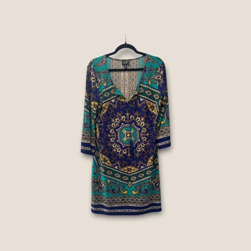 Ladies Nicole by Nicole Miller Size Medium Multicolored 3/4 Sleeve Dress